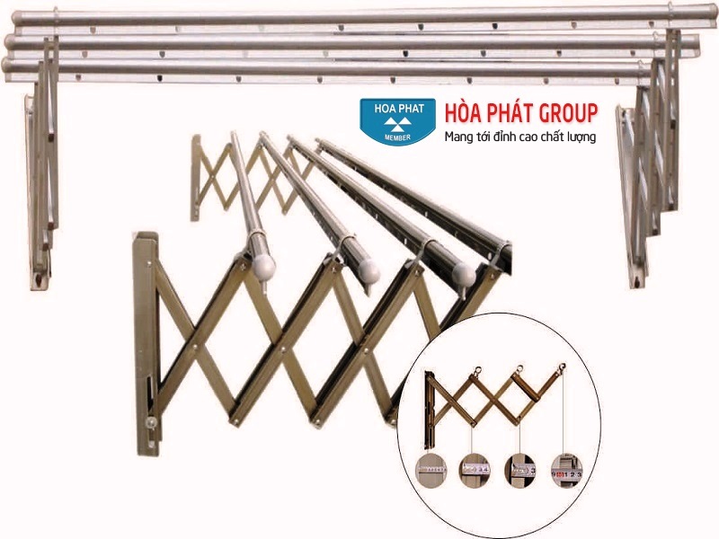 Giàn phơi quần áo gắn tường nhôm HP-68A